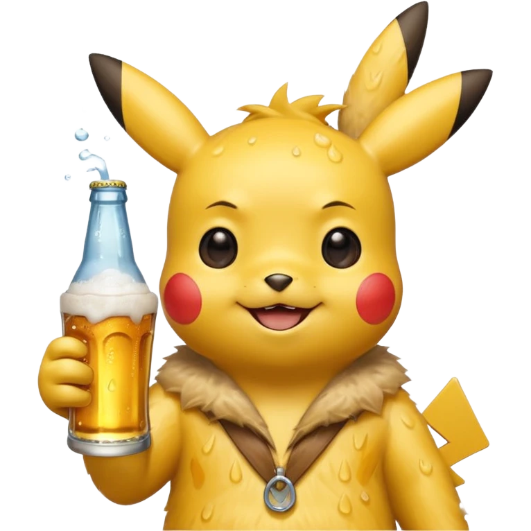 Así a picachu con una chela emoji