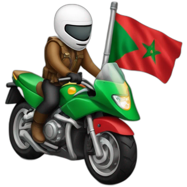 quelqu'un sur une moto avec le drapeau du Maroc derrière emoji