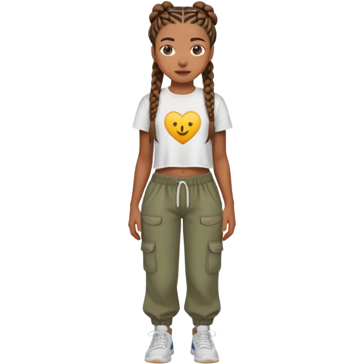 brown skin gurl wiht straight backs and cropped tea wiht baggy pants emoji