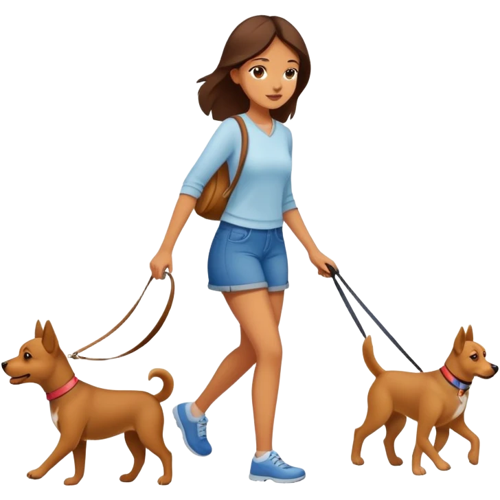 A beautiful girl walking her dog emoji