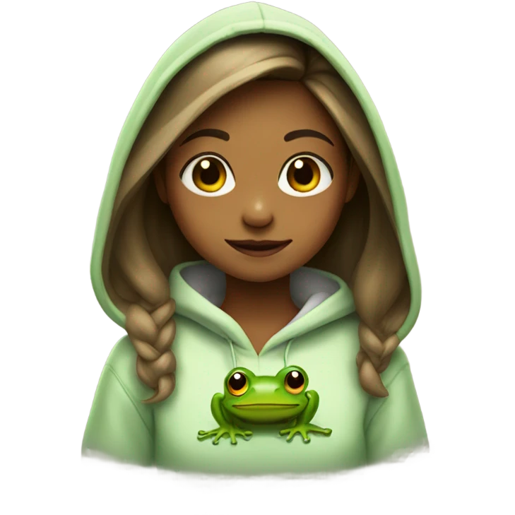 Girl in a frog hoodie ￼ emoji