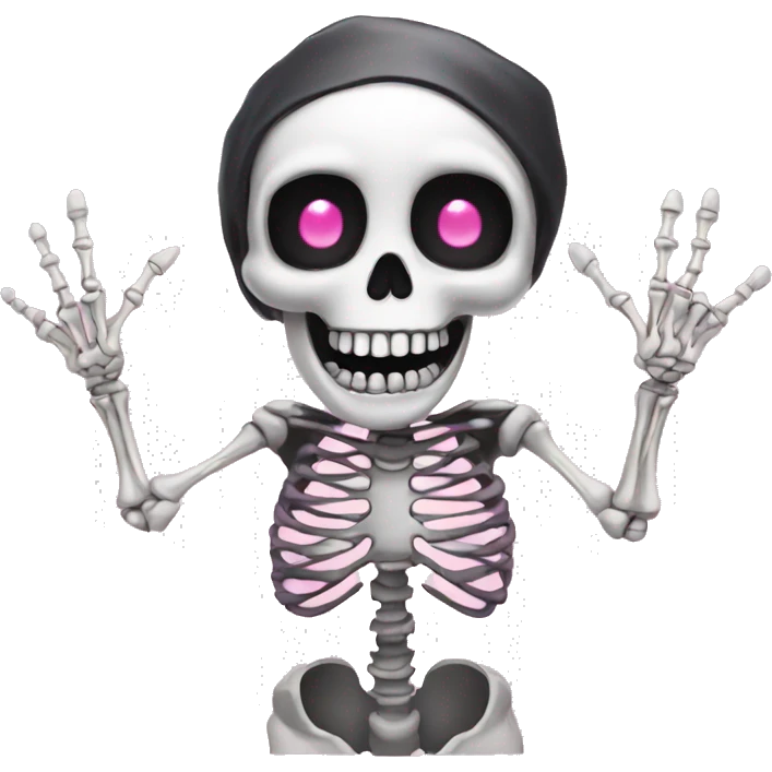 Cute skeleton with pink nails  emoji