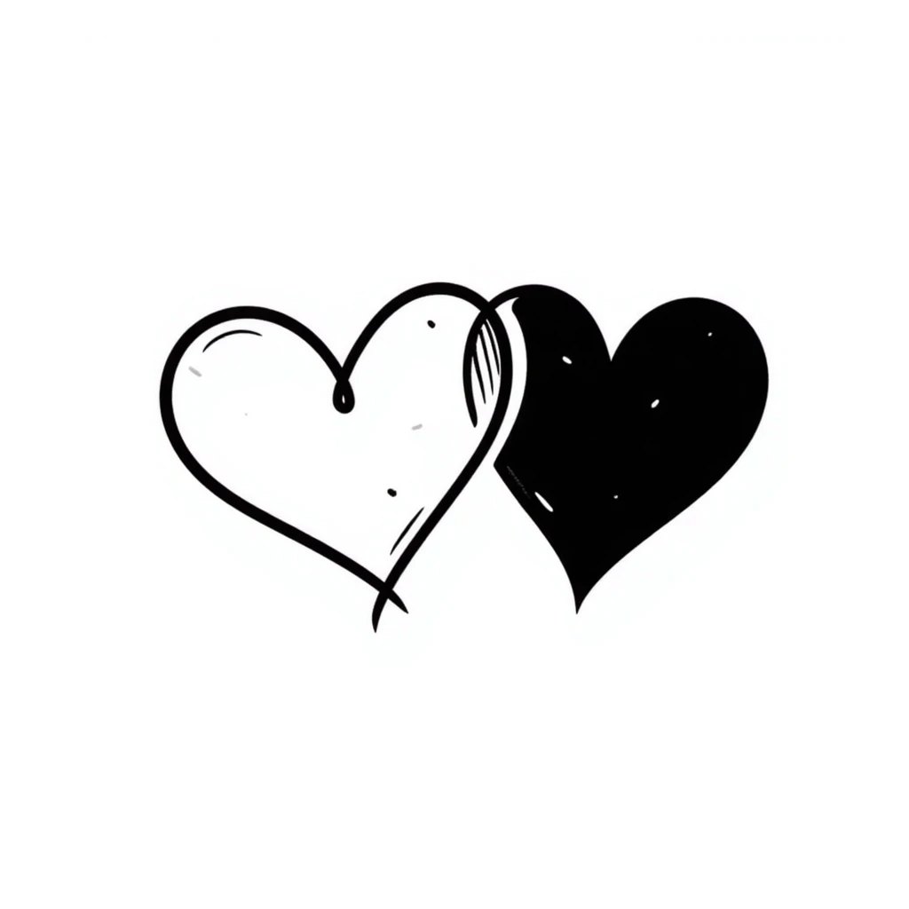 two hearts hand drawn doodle emoji
