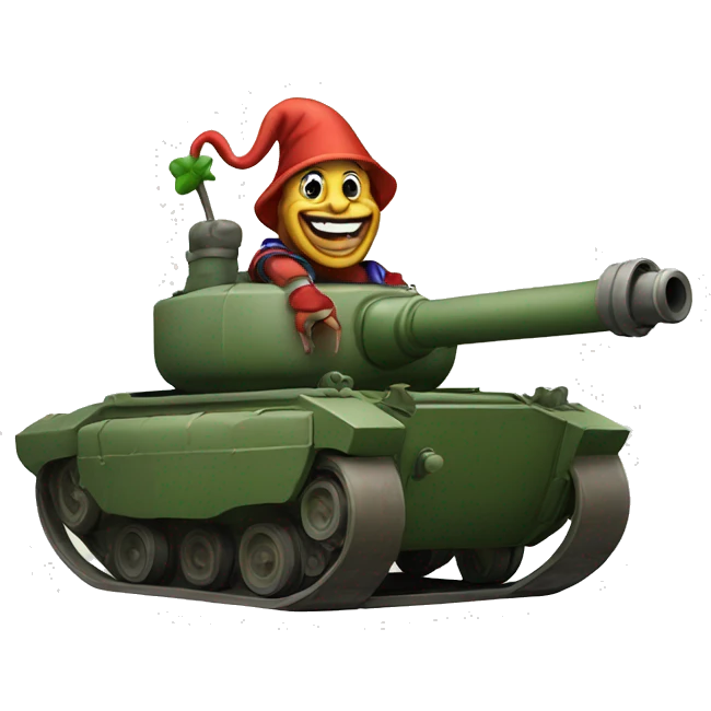 Jester driving a tank emoji