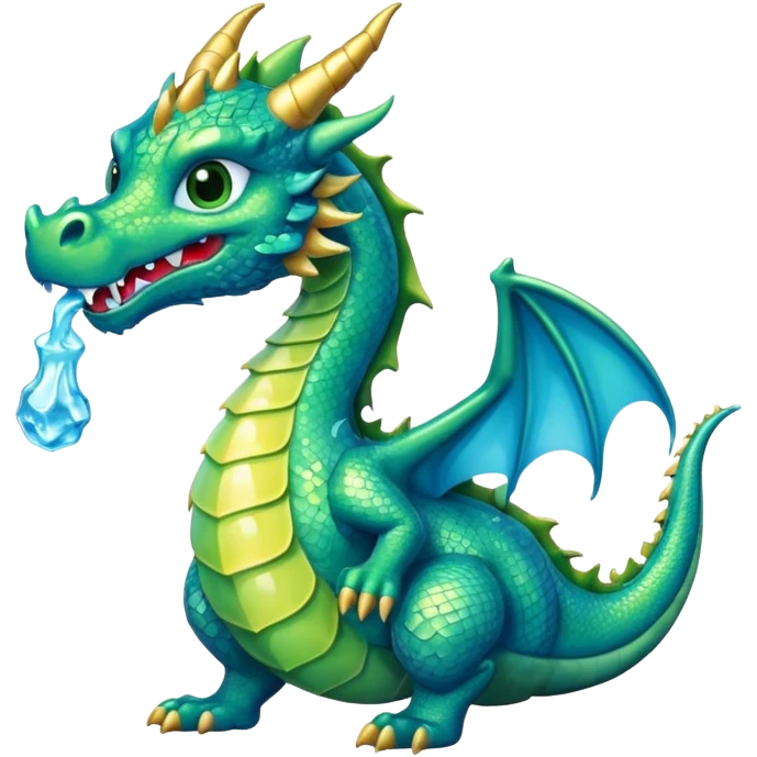 Un dragon pailleté brillant qui mange une glace emoji