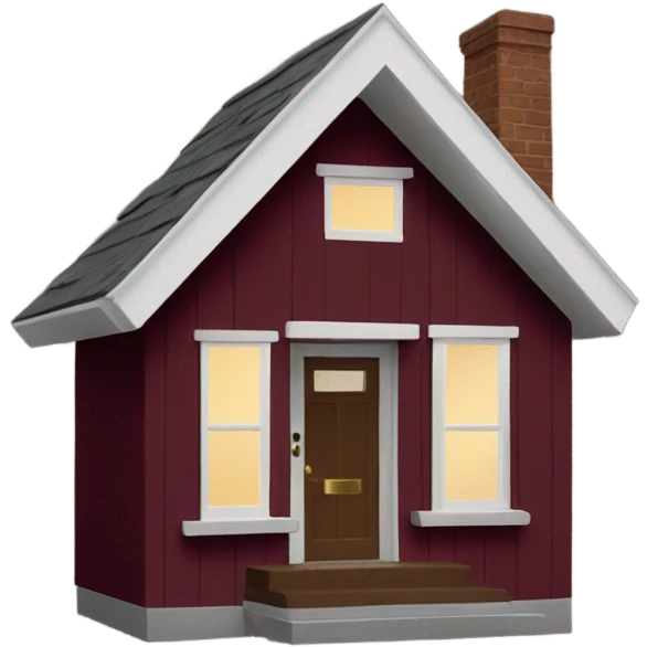 Maroon colored cedar house with small porch emoji