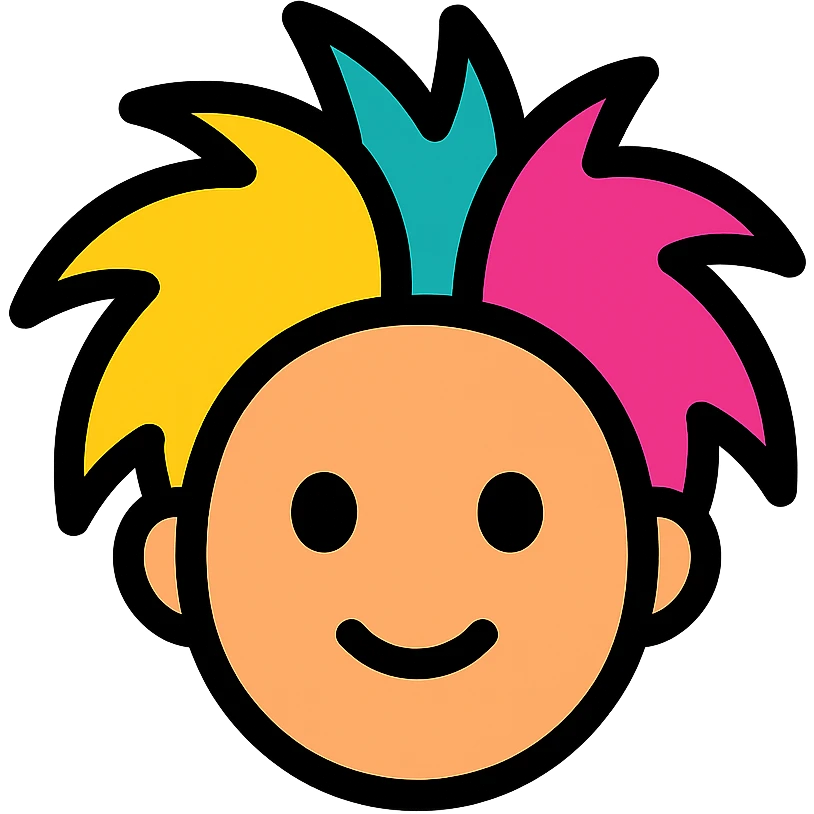 crazy hair color outline icon style emoji