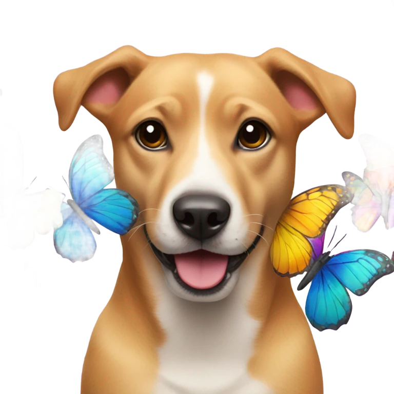 Dog with butterflies and baubles  emoji