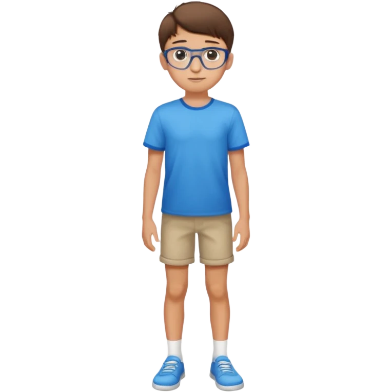 adolescent garçon taille moyenne corpulence maigre cheveux chatain court yeux bleus lunettes photo de pieds emoji