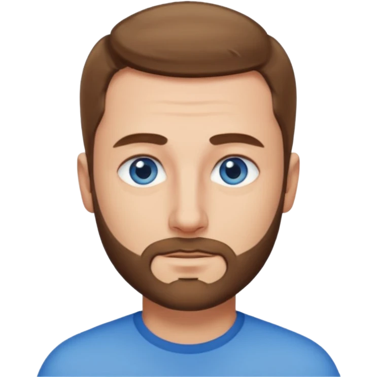 homme yeux bleus presque chauve mais encore avec des cheveux clairsemées et une barbe courte emoji
