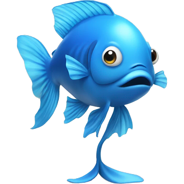 blue fish stands on legs emoji