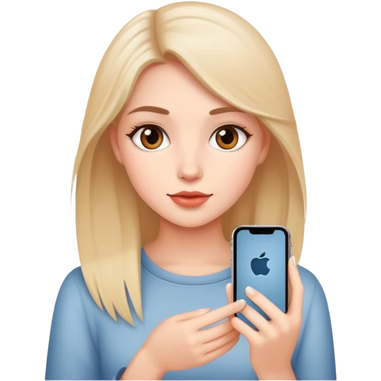 beautiful girl use iphone emoji