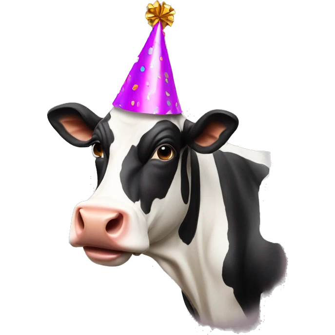 Cow with a party hat emoji