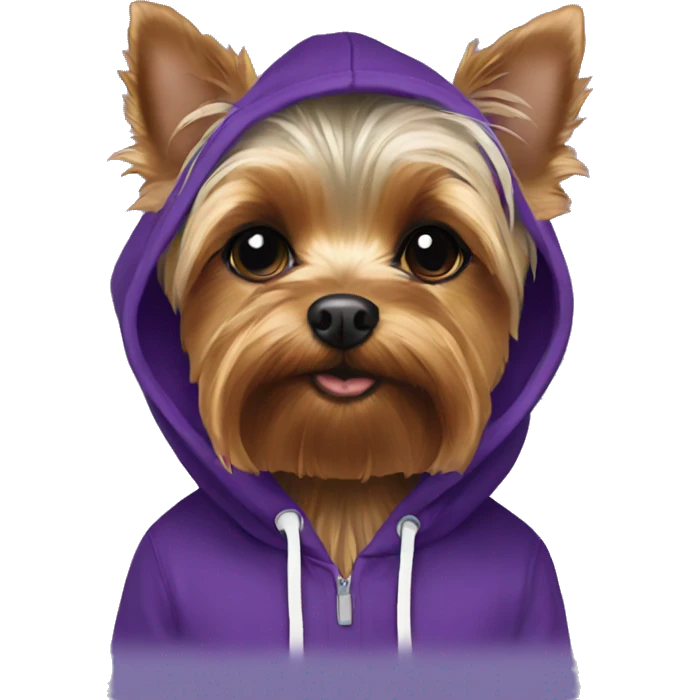 Yorkie in violet hoody emoji