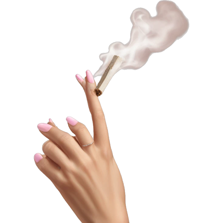 feminine pale hand with short light pink nails holding smoking palo santo realistic soft textures emoji