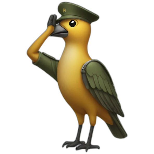 bird soldier saluting emoji
