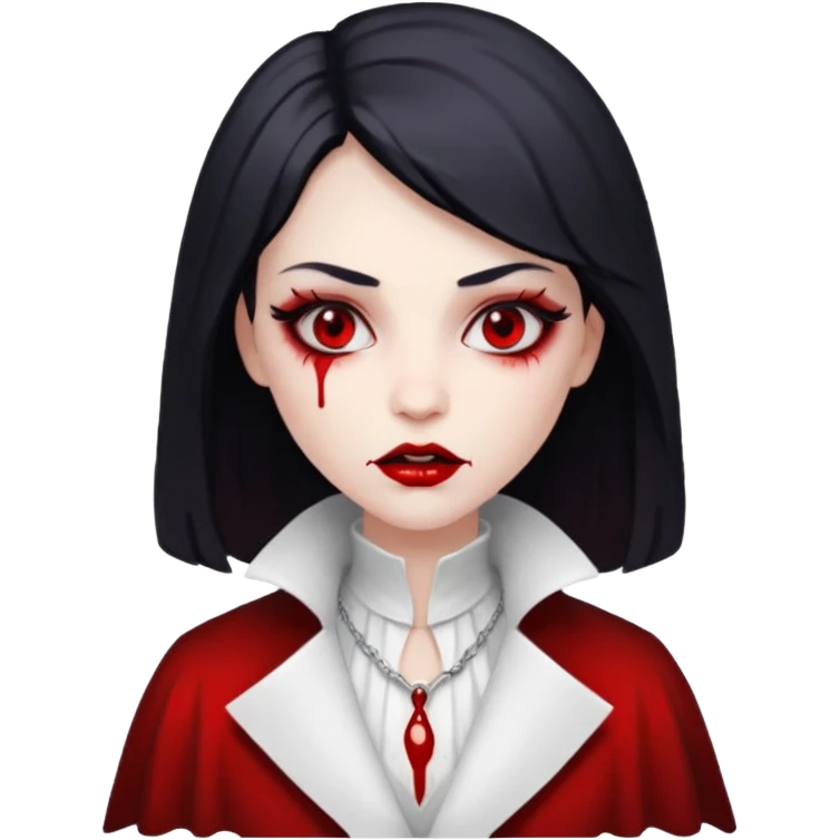 Women Vampire withwhite coat dress and eyes should be red with blood emoji