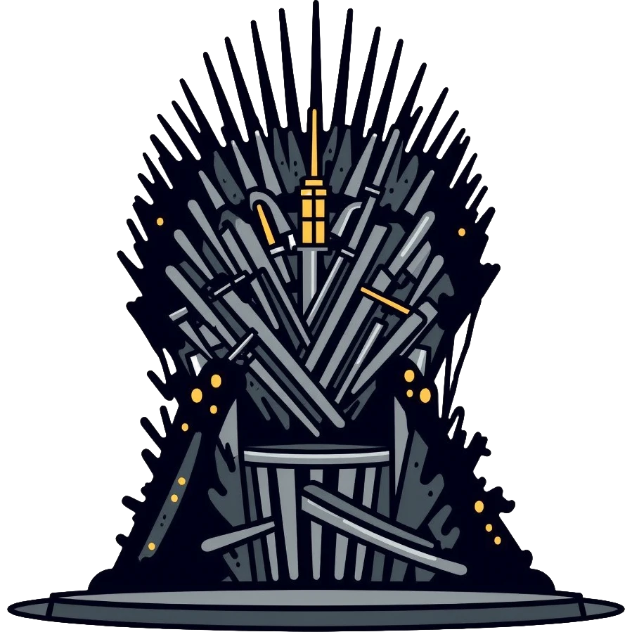 Iron throne made of swords, royal chair from Game of Thrones emoji