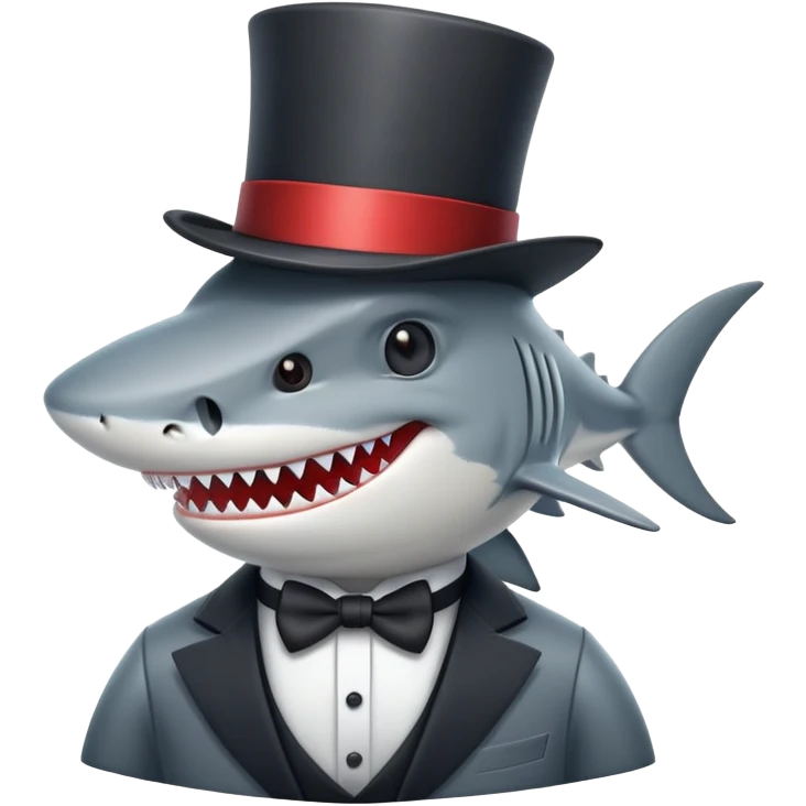 shark wearing a top hat emoji