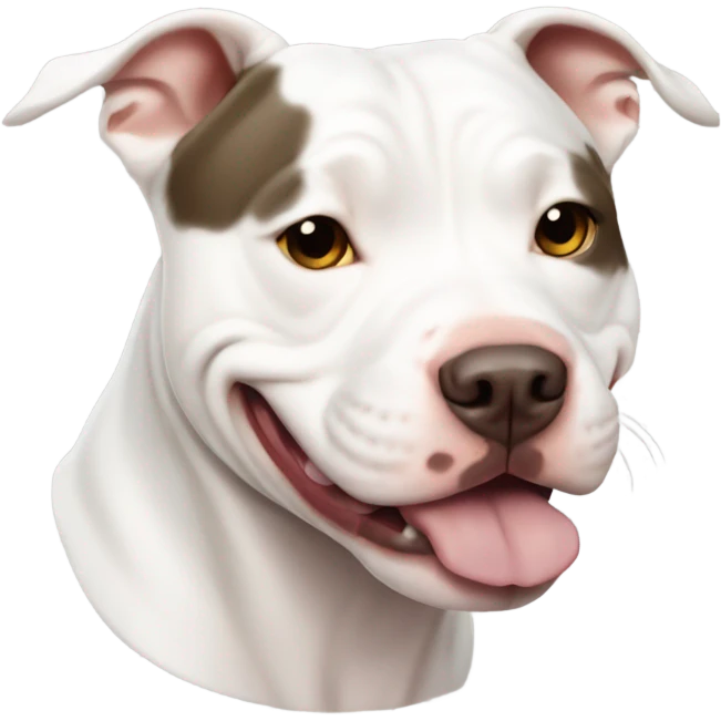 White male large pit bull smiling emoji