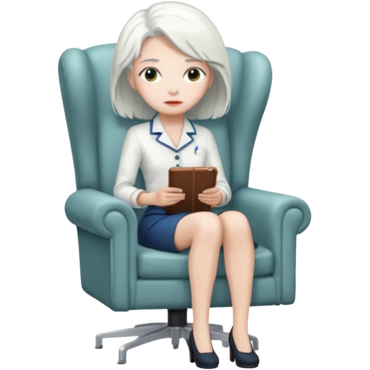 Анжела из lobotomy corporation ожидающая в кресле emoji