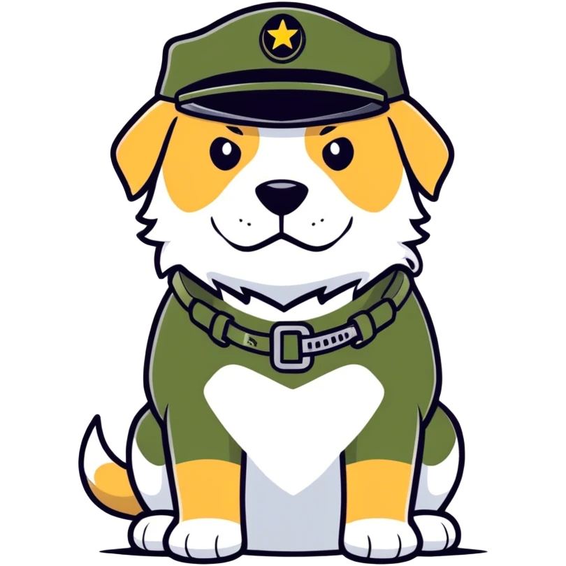 Beast waring army hat witch dog tags  emoji