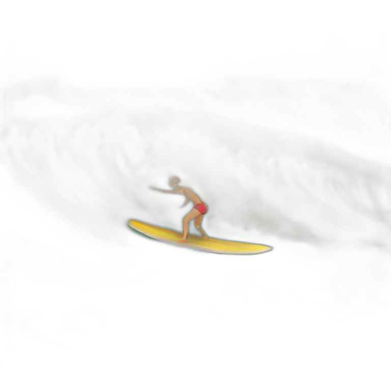 image d'un photocopieur en mode cartoon en train de prendre une belle vague sur une planche de surf avec un beau soleil emoji