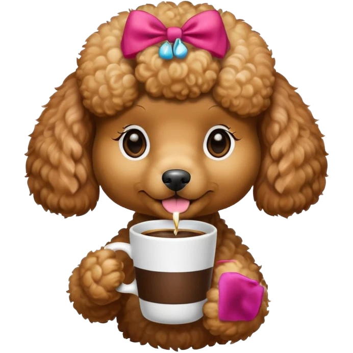 Poodle with coffee emoji