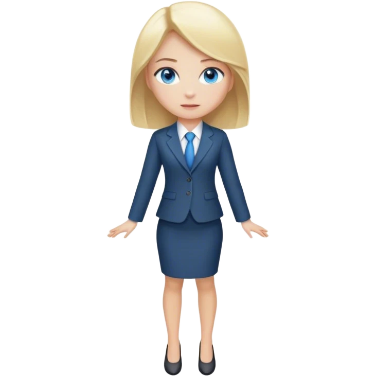 A blond girl blue eyes wearing a Business Outfit, whole body emoji