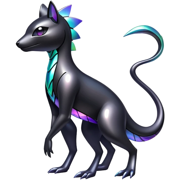 Modern futuristic Iridescent black dark fakemon-creature emoji