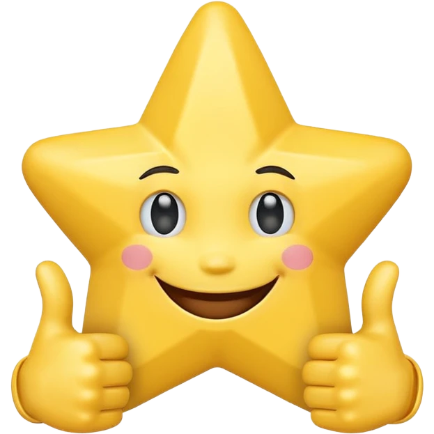 3D a smiling happy star with both hands doing thumbs up  emoji