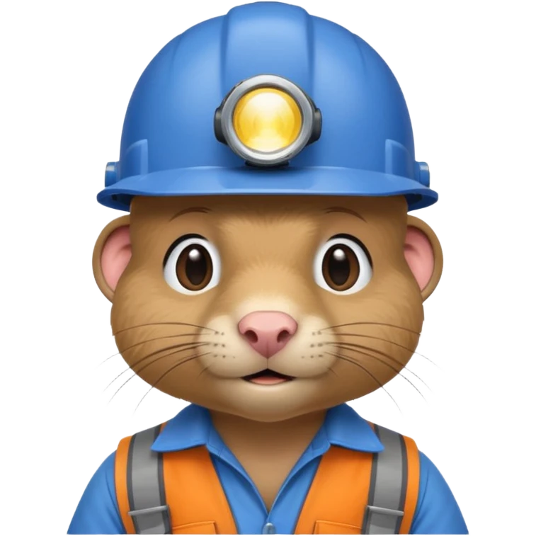 a mole rat, blue helmet, headlamp, worker cloth emoji