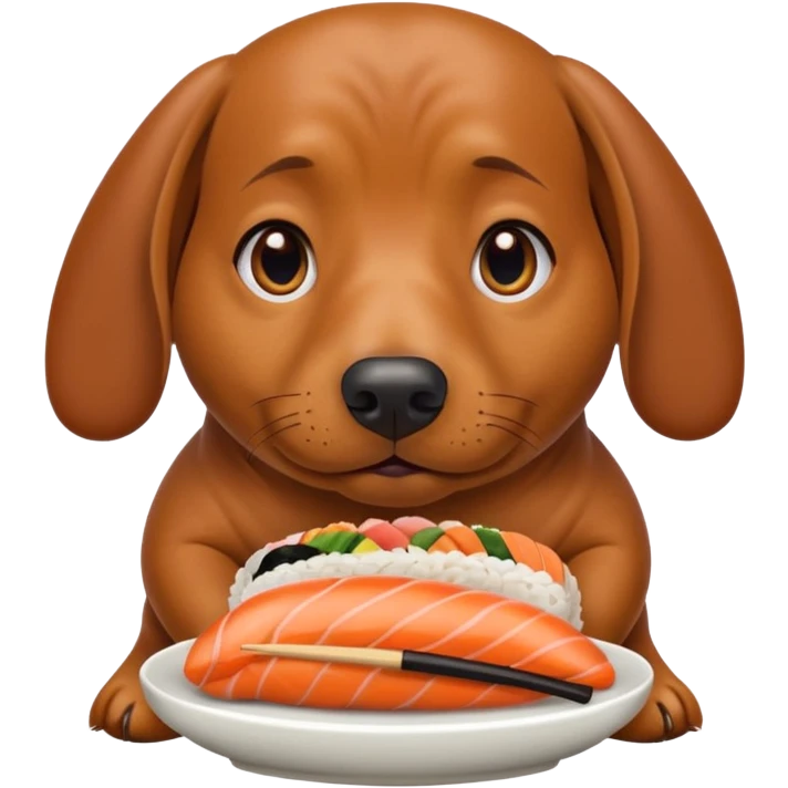 overweight dachshund eating too much sushi  emoji