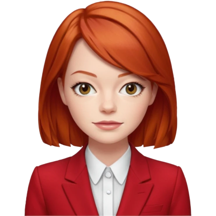 red haired emma stone in red suits emoji