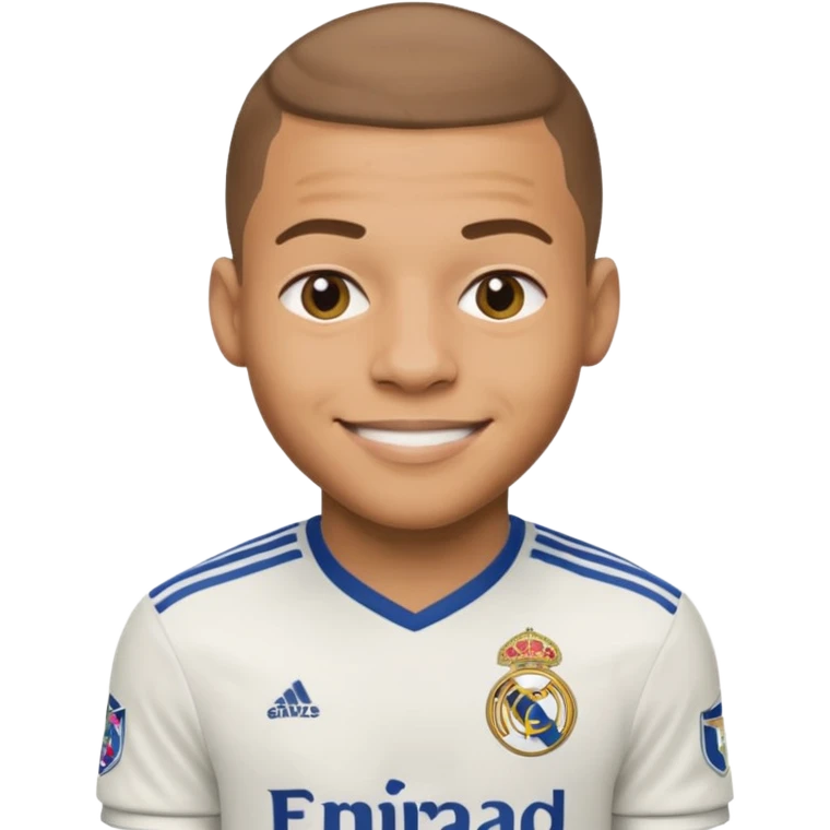 Fait moi un emojis de mbappe avec le maillots du real emoji