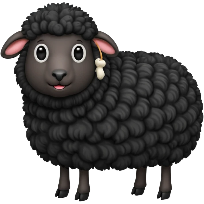 Oveja negra con el cuerpo entero de lado y cara graciosa  emoji