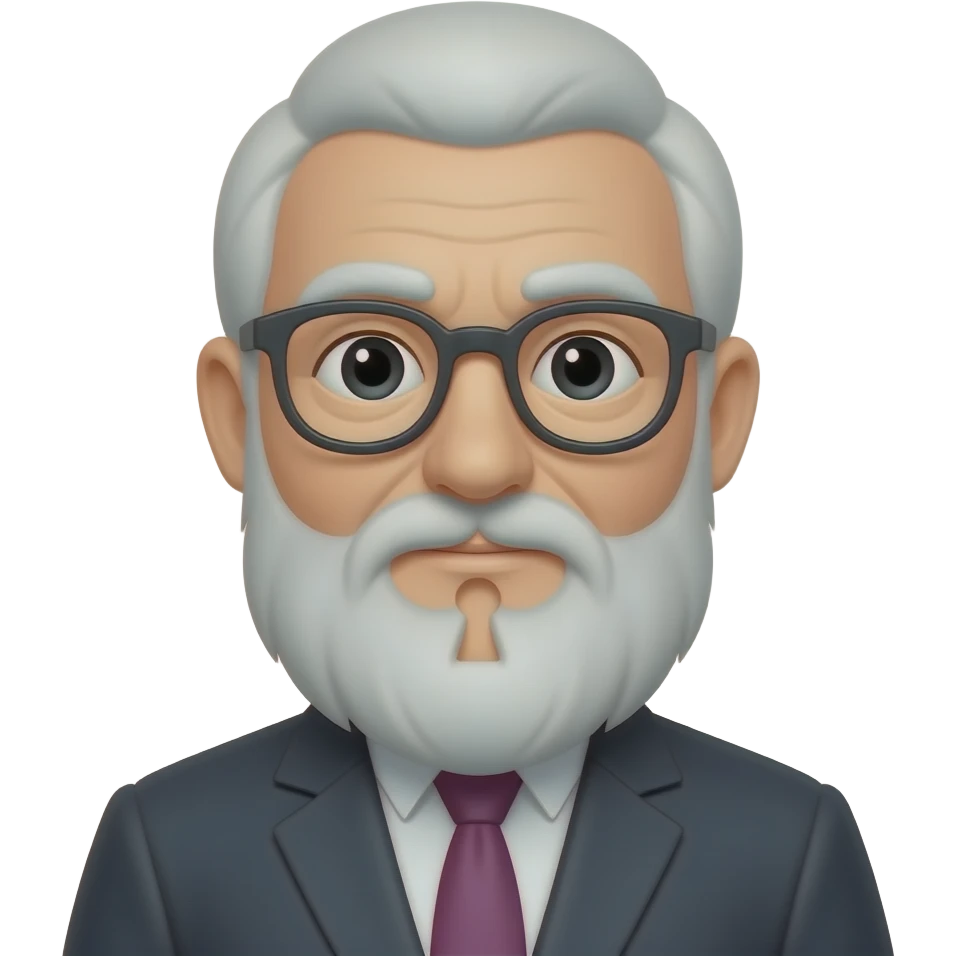 profesor balnco con barba tipo candado emoji