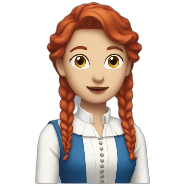 milady with blue eys red hair and a white shirt emoji