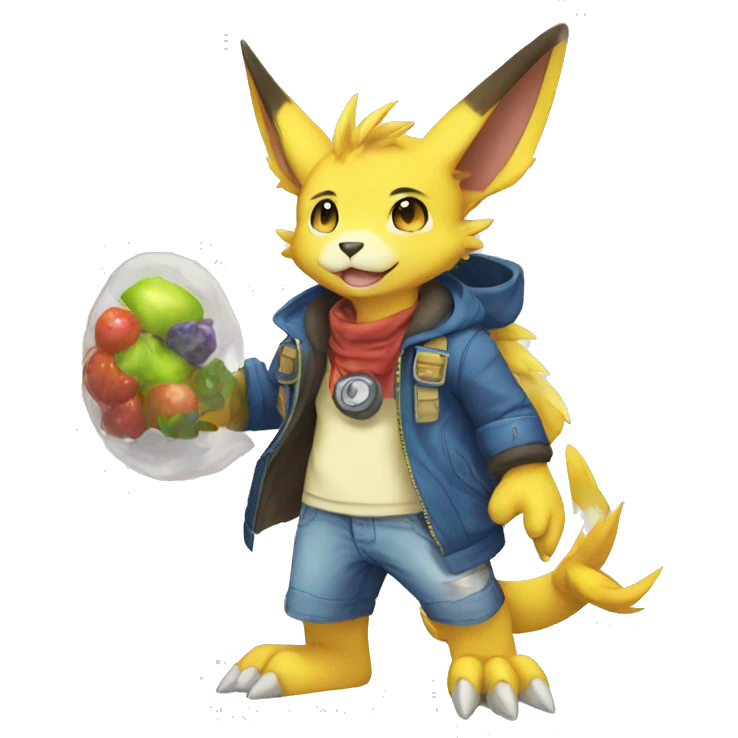 Cute cool anthro Digimon-Pokémon-animal full body emoji