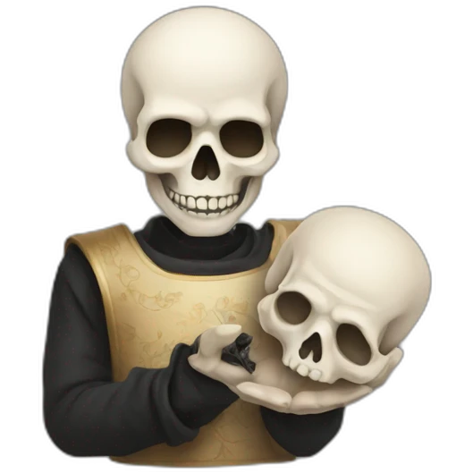 Hamlet with skull on hand emoji
