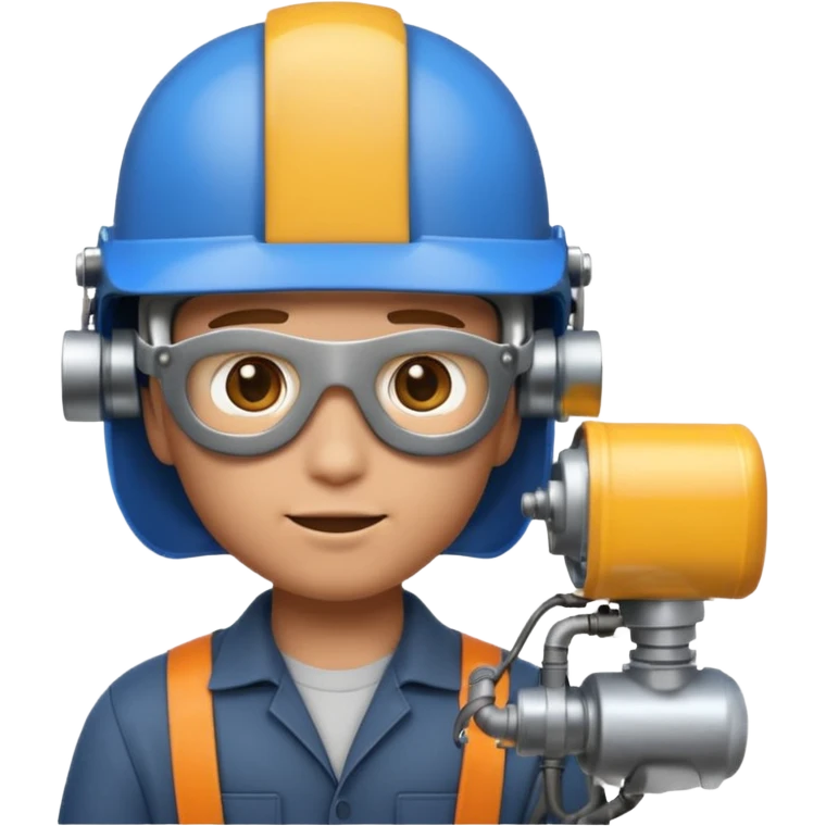 A 3D emoji with a Memoji style that the depicts a person who is learning to become a mechatronic as his highchool extended profile. He is a young boy in a highschool age. emoji