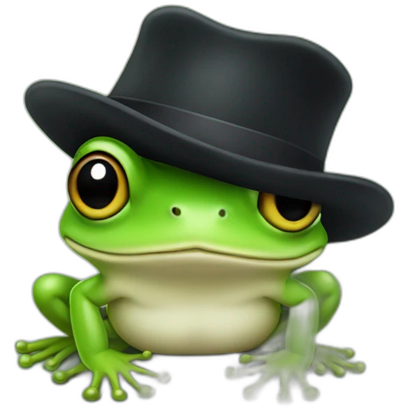 Little real Frog with a black hat emoji