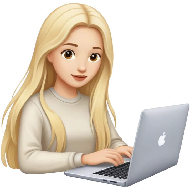 beautiful girl, with long blond hair, with laptop emoji