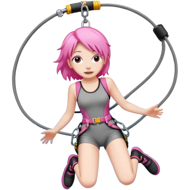 bungee jumping face with earrings pink hair emoji