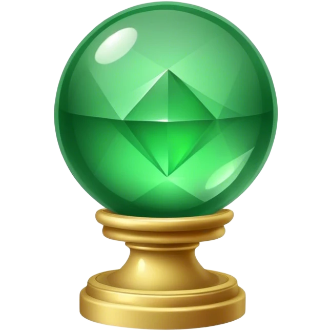 green crystall ball on the small stand emoji