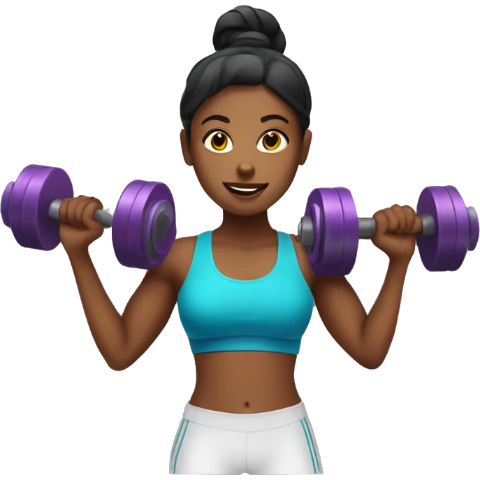 Girl with dumbbells at gym emoji