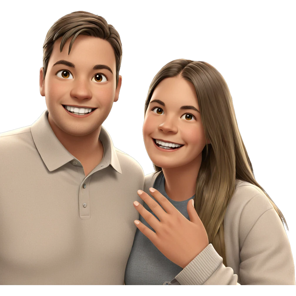happy girl and boy indoors emoji