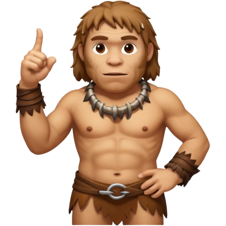 A full-bodied Neanderthal, dressed in a loincloth, points his thumb to the right
 emoji