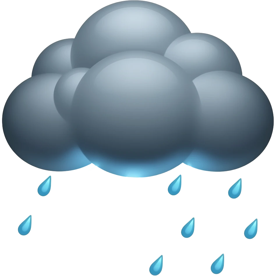 big dark cloud with rain and lightning without background emoji