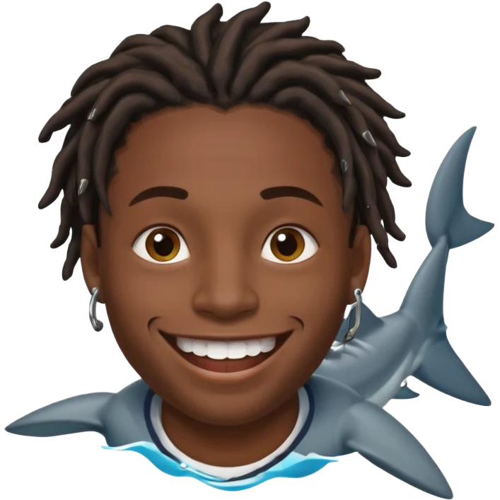 Dark skin black male with locs and shark bite piercings emoji